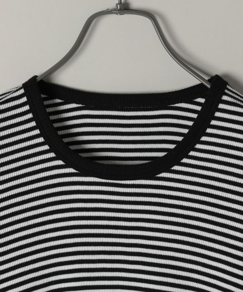 JEANASIS(ジーナシス)の「ソフトリブカットLS/988183(Tシャツ/カットソー・レディース・ブラック/ホワイト/ブラック×ホワイト/チャコールグレー・FREE)」の6枚目の写真