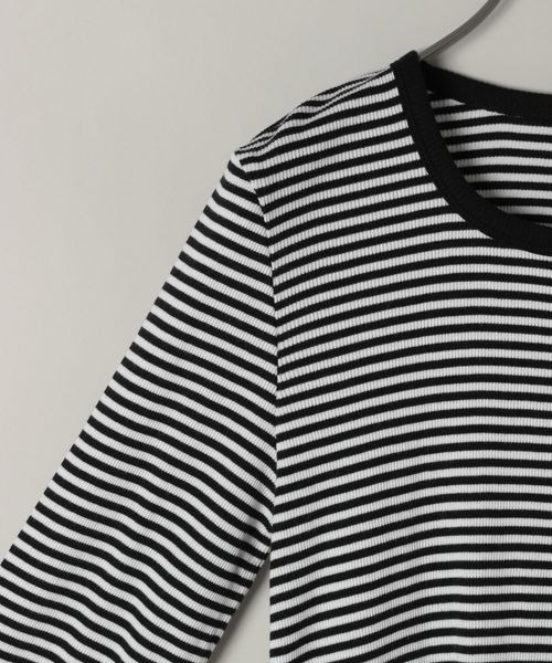 JEANASIS(ジーナシス)の「ソフトリブカットLS/988183(Tシャツ/カットソー・レディース・ブラック/ホワイト/ブラック×ホワイト/チャコールグレー・FREE)」の7枚目の写真