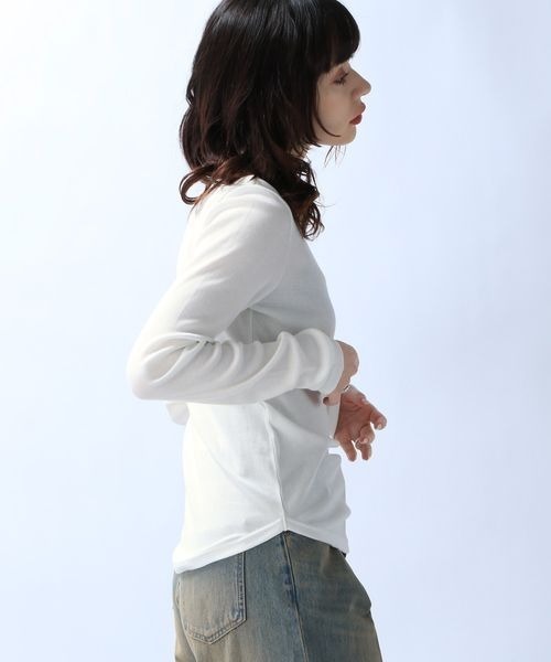 JEANASIS(ジーナシス)の「ソフトリブカットLS/988183(Tシャツ/カットソー・レディース・ブラック/ホワイト/ブラック×ホワイト/チャコールグレー・FREE)」の15枚目の写真