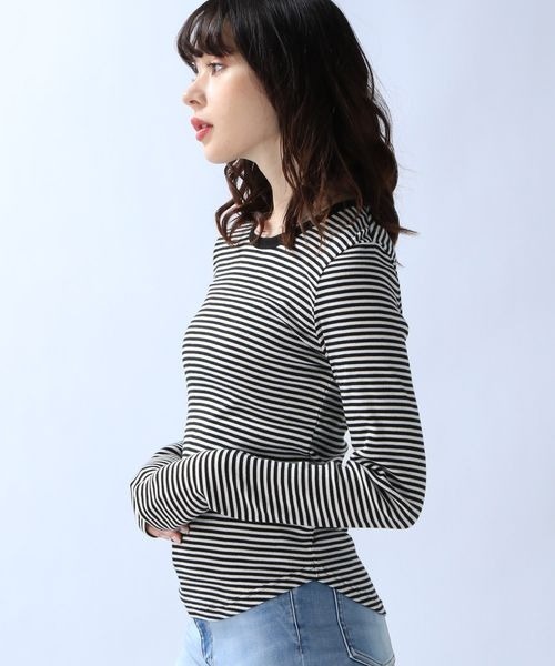 JEANASIS(ジーナシス)の「ソフトリブカットLS/988183(Tシャツ/カットソー・レディース・ブラック/ホワイト/ブラック×ホワイト/チャコールグレー・FREE)」の20枚目の写真
