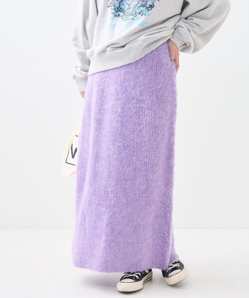 FREAK'S STORE（フリークスストア）の「畦 シャギー ニットスカート/タイトスカート（スカート・レディース・パープル/ブラック/ベージュ・ﾌﾘ-）」の3枚目の写真