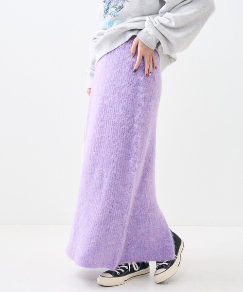 FREAK'S STORE（フリークスストア）の「畦 シャギー ニットスカート/タイトスカート（スカート・レディース・パープル/ブラック/ベージュ・ﾌﾘ-）」の12枚目の写真