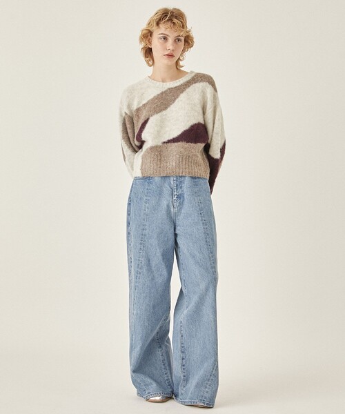 PUBLIC TOKYO（パブリックトウキョウ）の「シャギージャガードニット（ニット/セーター・レディース・グレー/ベージュ/カーキ・FREE）」の14枚目の写真