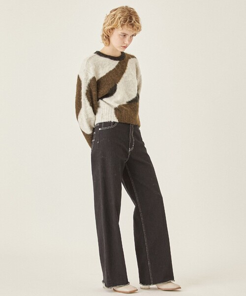 PUBLIC TOKYO（パブリックトウキョウ）の「シャギージャガードニット（ニット/セーター・レディース・グレー/ベージュ/カーキ・FREE）」の5枚目の写真