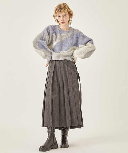 PUBLIC TOKYO（パブリックトウキョウ）の「シャギージャガードニット（ニット/セーター・レディース・グレー/ベージュ/カーキ・FREE）」の10枚目の写真