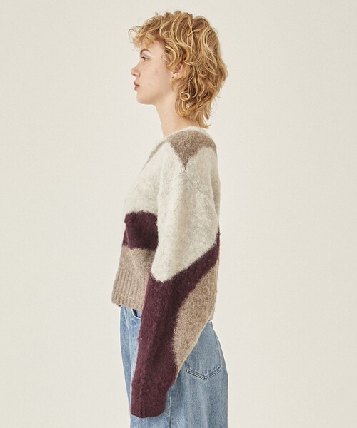 PUBLIC TOKYO（パブリックトウキョウ）の「シャギージャガードニット（ニット/セーター・レディース・グレー/ベージュ/カーキ・FREE）」の17枚目の写真