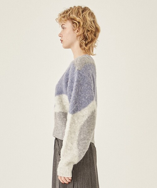 PUBLIC TOKYO（パブリックトウキョウ）の「シャギージャガードニット（ニット/セーター・レディース・グレー/ベージュ/カーキ・FREE）」の12枚目の写真