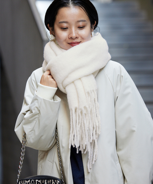 ストール アルパカ100％ おしゃれホワイト白(送料無料) IENA（イエナ）の「IENAアルパカ混ストール（ストール⁄ショール