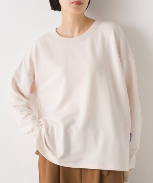 OMNES(オムネス)の「+3℃蓄熱ストレッチ長袖スリットTシャツ(Tシャツ/カットソー・レディース・パープル/ブラウン/グリーン/アイボリー/ブラック・MEDIUM/LARGE)」の6枚目の写真
