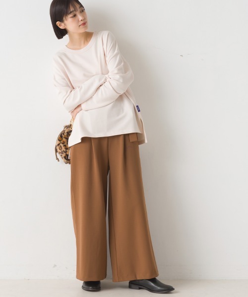 OMNES(オムネス)の「+3℃蓄熱ストレッチ長袖スリットTシャツ(Tシャツ/カットソー・レディース・パープル/ブラウン/グリーン/アイボリー/ブラック・MEDIUM/LARGE)」の9枚目の写真