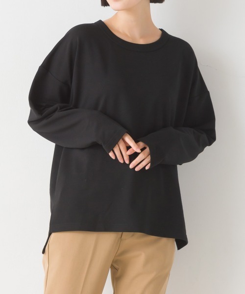 OMNES(オムネス)の「+3℃蓄熱ストレッチ長袖スリットTシャツ(Tシャツ/カットソー・レディース・パープル/ブラウン/グリーン/アイボリー/ブラック・MEDIUM/LARGE)」の11枚目の写真