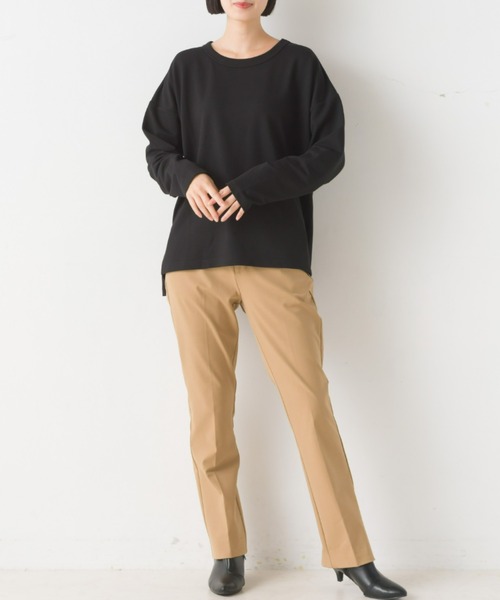 OMNES(オムネス)の「+3℃蓄熱ストレッチ長袖スリットTシャツ(Tシャツ/カットソー・レディース・パープル/ブラウン/グリーン/アイボリー/ブラック・MEDIUM/LARGE)」の14枚目の写真