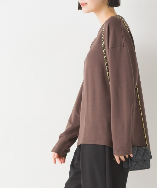 OMNES(オムネス)の「+3℃蓄熱ストレッチ長袖スリットTシャツ(Tシャツ/カットソー・レディース・パープル/ブラウン/グリーン/アイボリー/ブラック・MEDIUM/LARGE)」の17枚目の写真