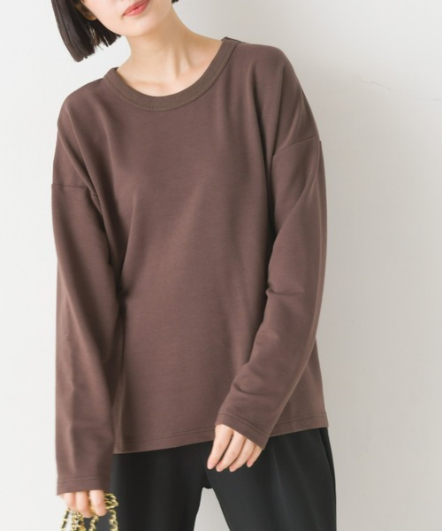 OMNES(オムネス)の「+3℃蓄熱ストレッチ長袖スリットTシャツ(Tシャツ/カットソー・レディース・パープル/ブラウン/グリーン/アイボリー/ブラック・MEDIUM/LARGE)」の16枚目の写真