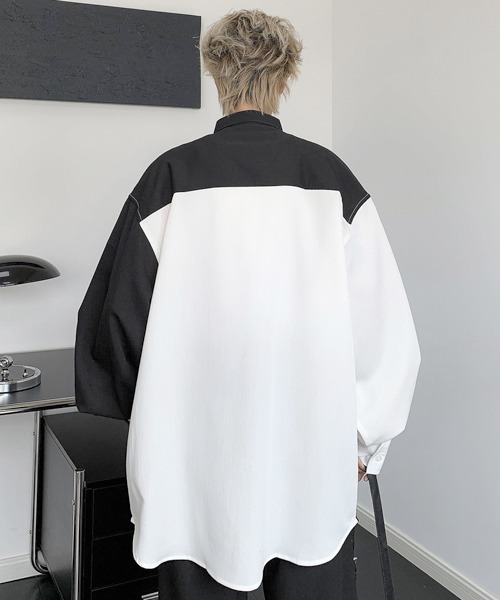 FVLMEN(フルメン)の「【FVLMEN】chain pin charm crazy big shirt/チェーン ピン チャーム クレイジー ビッグ シャツ(シャツ/ブラウス・メンズ・ホワイト×ブラック/ブラック/ホワイト・FREE)」の22枚目の写真