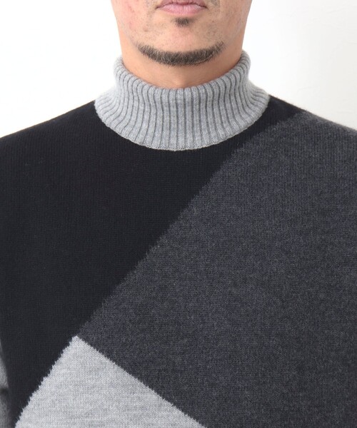 Stutostein Nolley's（シュテットシュタインノーリーズ）の「カシミヤ混 切替モックネックニット（ニット/セーター・メンズ・グレー系その他/ブルー系その他・L/M）」の9枚目の写真