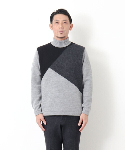 Stutostein Nolley's（シュテットシュタインノーリーズ）の「カシミヤ混 切替モックネックニット（ニット/セーター・メンズ・グレー系その他/ブルー系その他・L/M）」の11枚目の写真