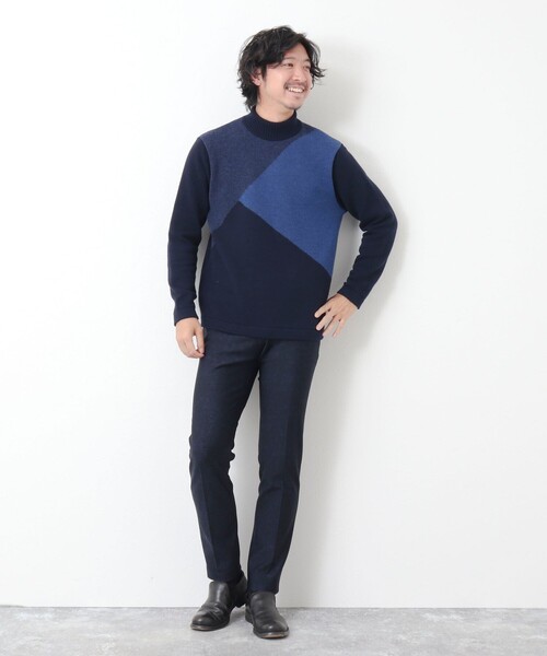 Stutostein Nolley's（シュテットシュタインノーリーズ）の「カシミヤ混 切替モックネックニット（ニット/セーター・メンズ・グレー系その他/ブルー系その他・L/M）」の16枚目の写真