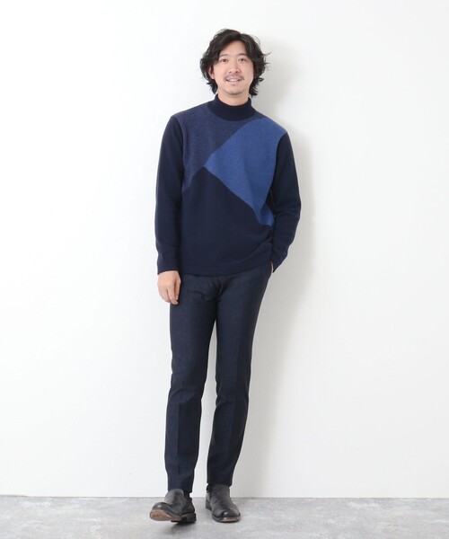 Stutostein Nolley's（シュテットシュタインノーリーズ）の「カシミヤ混 切替モックネックニット（ニット/セーター・メンズ・グレー系その他/ブルー系その他・L/M）」の17枚目の写真