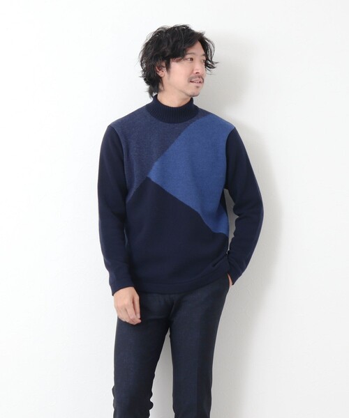 Stutostein Nolley's（シュテットシュタインノーリーズ）の「カシミヤ混 切替モックネックニット（ニット/セーター・メンズ・グレー系その他/ブルー系その他・L/M）」の19枚目の写真