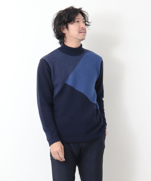 Stutostein Nolley's（シュテットシュタインノーリーズ）の「カシミヤ混 切替モックネックニット（ニット/セーター・メンズ・グレー系その他/ブルー系その他・L/M）」の22枚目の写真