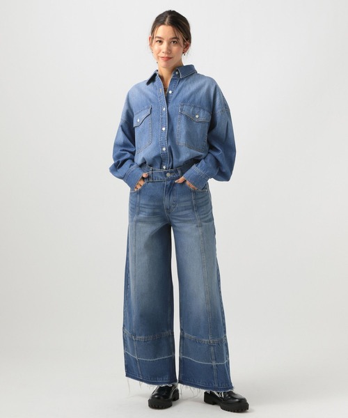 BAYFLOW（ベイフロー）の「デニムオーバーシャツ（シャツ/ブラウス・レディース・サックスブルー/ブラック・FREE）」の10枚目の写真