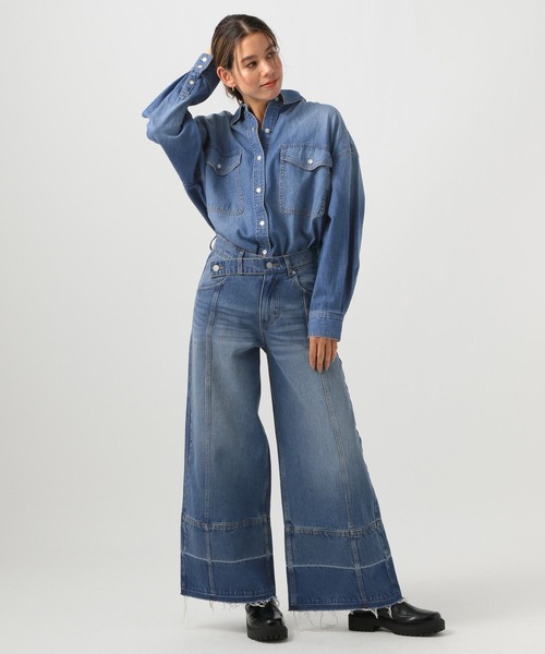 BAYFLOW（ベイフロー）の「デニムオーバーシャツ（シャツ/ブラウス・レディース・サックスブルー/ブラック・FREE）」の18枚目の写真