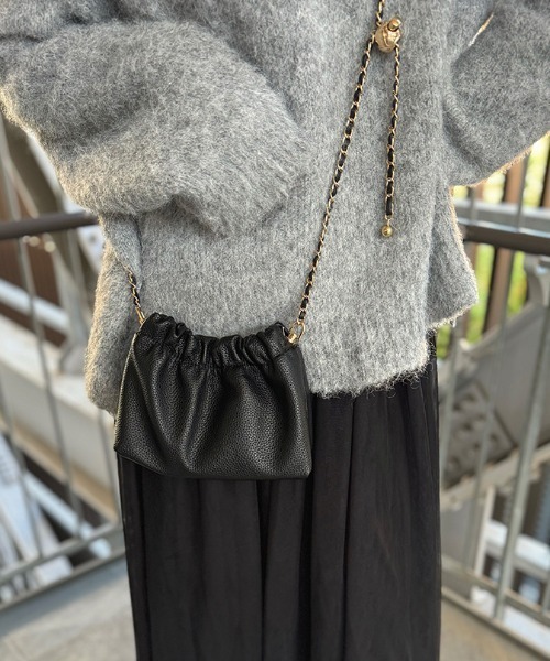 高見え♪ 韓国デザイン エコレザー チェーン バケットバッグ BAG org.jpg