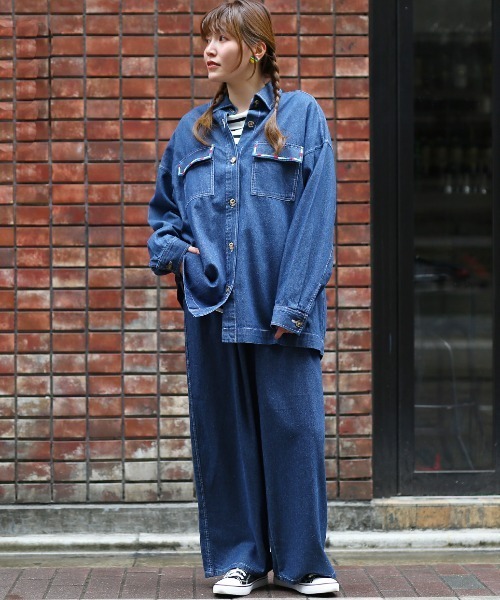 チチカカ(チチカカ)の「ライトオンスデニムシャツ【ユニセックス】(シャツ/ブラウス・メンズ・インディゴブルー/ブルー・FREE)」の3枚目の写真