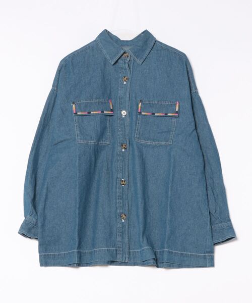 チチカカ(チチカカ)の「ライトオンスデニムシャツ【ユニセックス】(シャツ/ブラウス・メンズ・インディゴブルー/ブルー・FREE)」の8枚目の写真