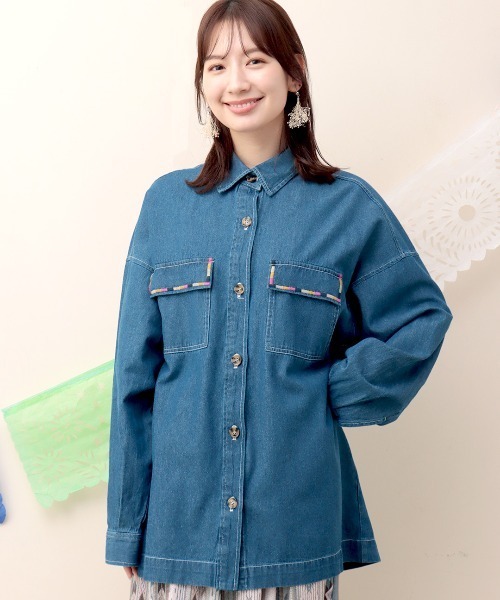 チチカカ(チチカカ)の「ライトオンスデニムシャツ【ユニセックス】(シャツ/ブラウス・メンズ・インディゴブルー/ブルー・FREE)」の6枚目の写真