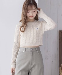 clear | ケーブル編みショート丈長袖ニットトップス≪2024SS新作≫(ニット/セーター)