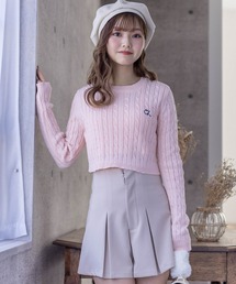 clear | ケーブル編みショート丈長袖ニットトップス≪2024SS新作≫(ニット/セーター)