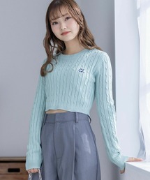 clear | ケーブル編みショート丈長袖ニットトップス≪2024SS新作≫(ニット/セーター)