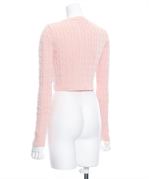 clear（クリア）の「ケーブル編みショート丈長袖ニットトップス≪2024SS新作≫（ニット/セーター・レディース・ミント/ベージュ/ピンク/アイボリー/グレー・F）」の8枚目の写真