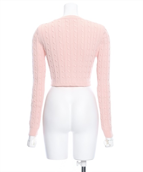 clear（クリア）の「ケーブル編みショート丈長袖ニットトップス≪2024SS新作≫（ニット/セーター・レディース・ミント/ベージュ/ピンク/アイボリー/グレー・F）」の9枚目の写真