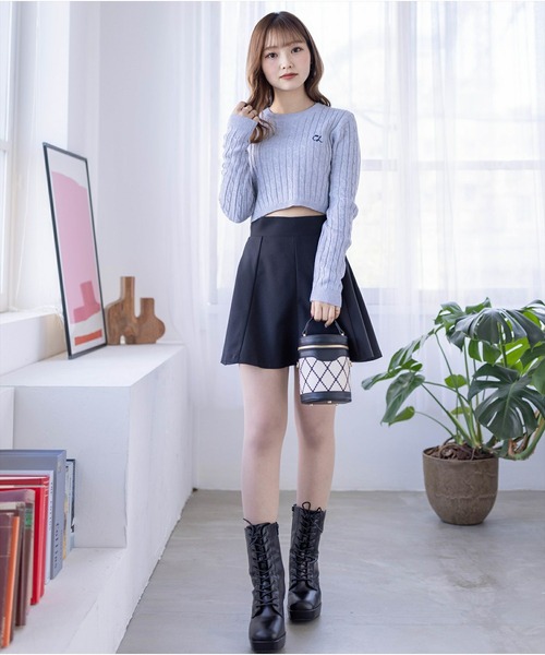 clear（クリア）の「ケーブル編みショート丈長袖ニットトップス≪2024SS新作≫（ニット/セーター・レディース・ミント/ベージュ/ピンク/アイボリー/グレー・F）」の20枚目の写真