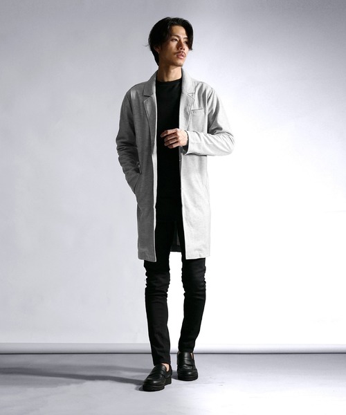 セール】スプリングチェスターコート メンズ ポンチロングコート 秋服