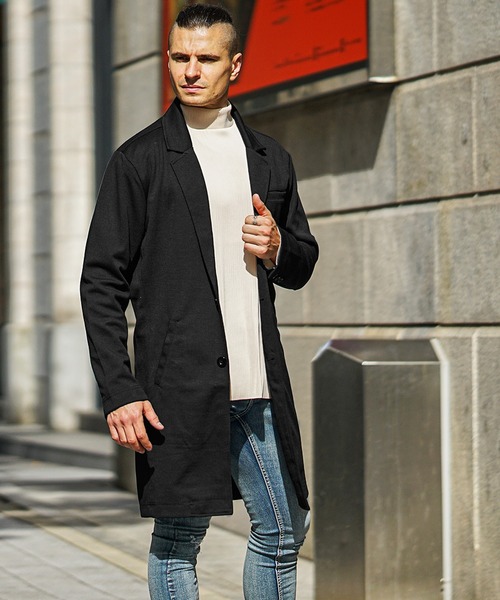 服/ファッション コート メンズ セール】スプリングチェスターコート メンズ ポンチロングコート 秋服