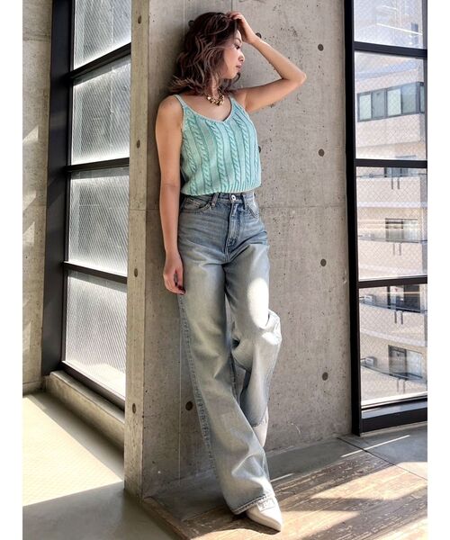 ブリーチケーブルニットキャミソール2WAYメッシュスリーブブリーチニットトップス GYDA（ジェイダ）の「ブリーチケーブルニットキャミソール