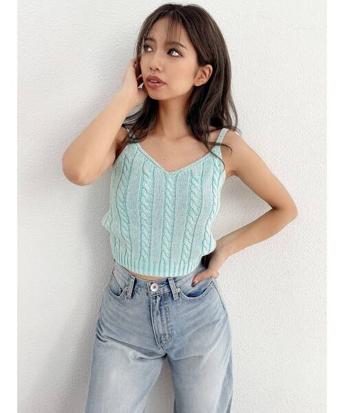 GYDA（ジェイダ）の「ブリーチケーブルニットキャミソール（キャミソール・レディース・ピンク/ライトブルー/ネイビー・FREE）」の9枚目の写真
