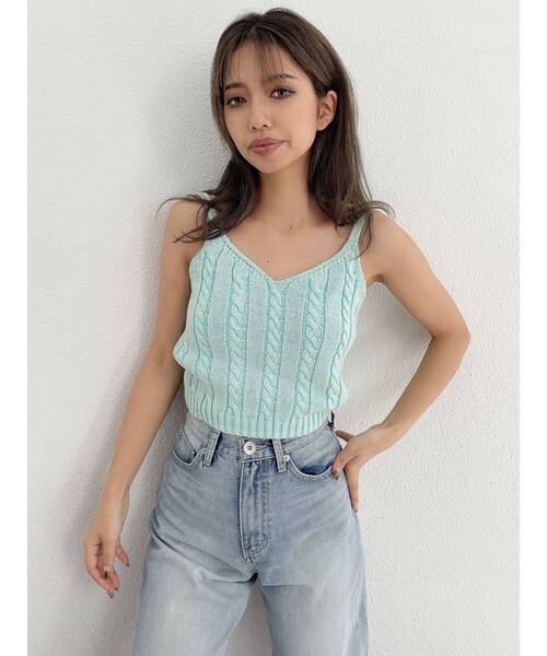 2WAYメッシュスリーブブリーチニットトップス[品番：MKSW0054848
