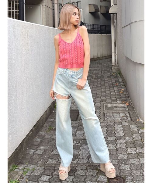 値下げしました！9,900円→8,000円 かぐれニットキャミソール set] レインボーTシャツ ニットキャミソール セット