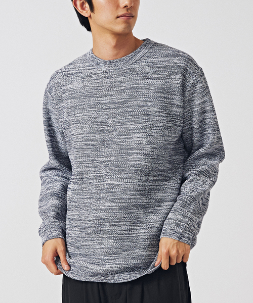 EDIFICE（エディフィス）の「ギマコットン ミックスヤーン プルオーバーニット（ニット/セーター・メンズ・グリーン/ネイビー/ダークブルー・MEDIUM/LARGE）」の3枚目の写真