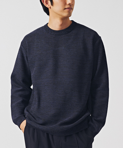 EDIFICE（エディフィス）の「ギマコットン ミックスヤーン プルオーバーニット（ニット/セーター・メンズ・グリーン/ネイビー/ダークブルー・MEDIUM/LARGE）」の2枚目の写真