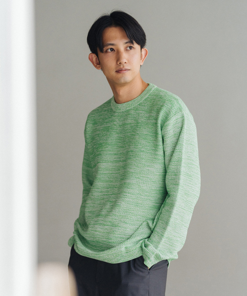 EDIFICE（エディフィス）の「ギマコットン ミックスヤーン プルオーバーニット（ニット/セーター・メンズ・グリーン/ネイビー/ダークブルー・MEDIUM/LARGE）」の4枚目の写真