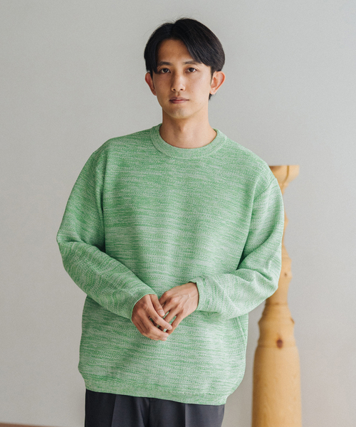 EDIFICE（エディフィス）の「ギマコットン ミックスヤーン プルオーバーニット（ニット/セーター・メンズ・グリーン/ネイビー/ダークブルー・MEDIUM/LARGE）」の5枚目の写真