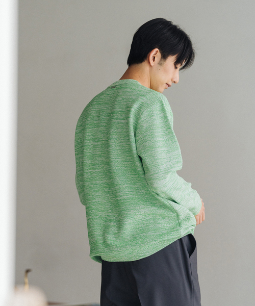 EDIFICE（エディフィス）の「ギマコットン ミックスヤーン プルオーバーニット（ニット/セーター・メンズ・グリーン/ネイビー/ダークブルー・MEDIUM/LARGE）」の10枚目の写真