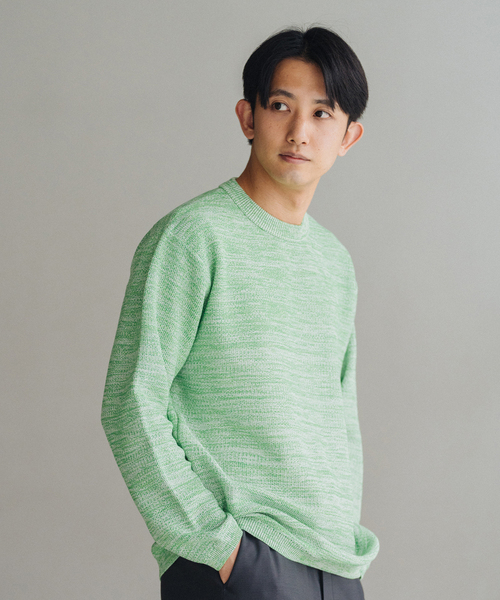 EDIFICE（エディフィス）の「ギマコットン ミックスヤーン プルオーバーニット（ニット/セーター・メンズ・グリーン/ネイビー/ダークブルー・MEDIUM/LARGE）」の8枚目の写真