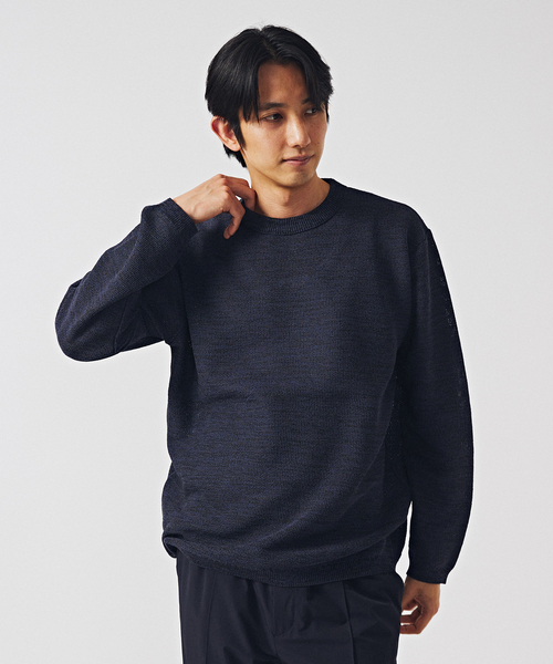 EDIFICE（エディフィス）の「ギマコットン ミックスヤーン プルオーバーニット（ニット/セーター・メンズ・グリーン/ネイビー/ダークブルー・MEDIUM/LARGE）」の7枚目の写真